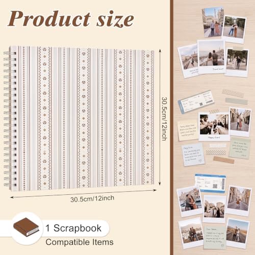 12x12in Vintage Scrapbook Album,60 Pages Striped Creative DIY Photo Album - Image 2