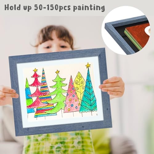 4 Pack 10x12.5 Front-Opening Kids Artwork Frames Changeable (Navy Blue) - Image 5
