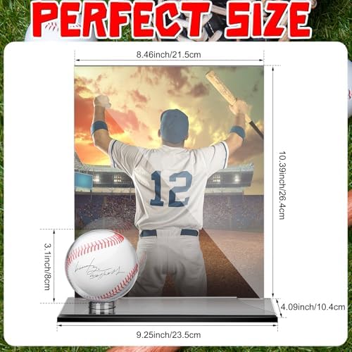 DoubleFill Acrylic Display Case Ball Cards,Black,Large,Baseball - Image 2