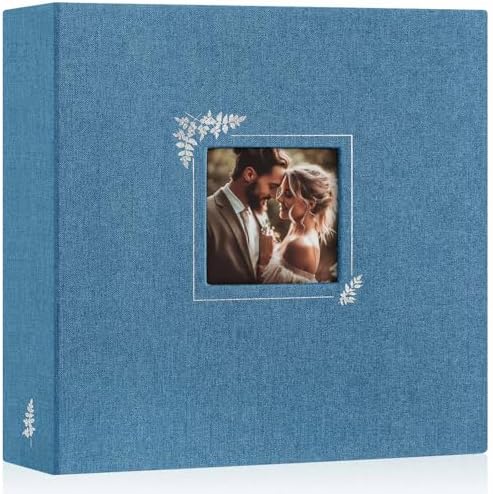 Lanpn Scrapbook Photo Album 12x12, Linen Window Design Cover Top Load 3 Ring Folder Binder Photobook Photo Book 12 x 12 inch with 30 Plastic Sleeves 60 Pages Blue by Lanpn