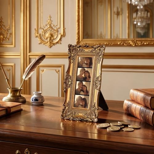 Wonderjune 1 Pack Vintage Gold Photo Booth Frames 2x6 Inch, Gold - Image 5