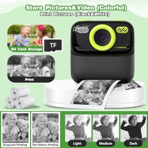 masterbee Kids Instant Print Camera, Birthday Gifts for Boys and Girls, Kids Digital Camera Toys, 1080P HD Video, 3 4 5 6 7 8 9 10 11 12 Year Old Boy Gifts/Girl Gifts (Black) - Image 5