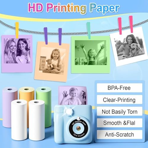 18 Rolls Kids Camera Paper Roll Refill Compatible with Most Instant Print Cameras for Kids BPA Free （2.24"x0.98" ） - Image 6
