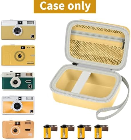 Digital Camera Case Compatible with KODAK EKTAR H35 H35N Half Frame Film Camera, Storage Holder Organizer for Kodak Ultra F9 M35 M38 Paper Shoot kamera, 35mm Film Rolls (Box Only) - Yellow - Image 2