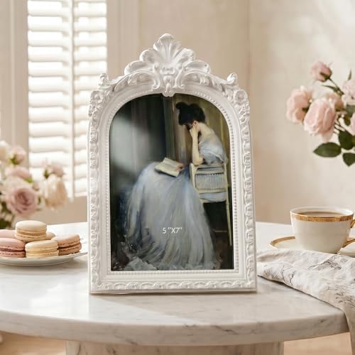 Cuspin 5x7 White Arched Picture Frame, Elegant Decorative Photo Frame - Image 7