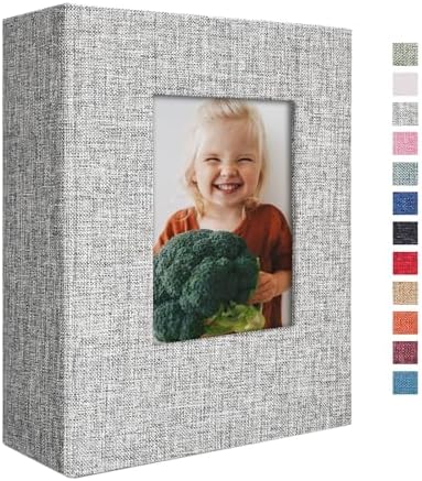 Vienrose 4x6 Photo Album,100 Pockets,Linen Cover with Window,Grey by Vienrose