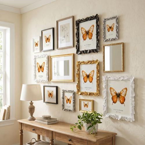 Black 8X10 Vintage Picture Frames Gold Butterfly Elegant Retro European Design, Antique Photo Frame for Wall Hanging and Tabletop Display, Retro Design Home Decor - Image 6