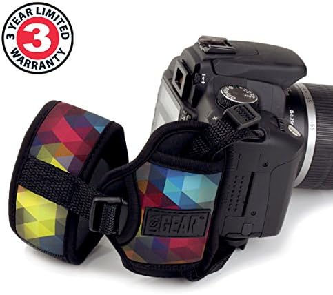 USA Gear Professional Grip Camera Wrist Hand Strap with Geometric Neoprene Design and Metal Plate - Compatible with Canon, Fujifilm, Nikon, Sony and more DSLR, Mirrorless, Point & Shoot Cameras - Image 2