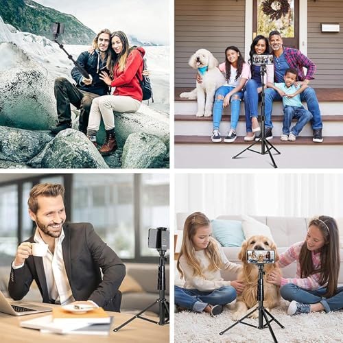 Tripod Selfie Stick Wireless Monopod Compatible with iPhone 16/Plus/Pro/Pro Max, Remote Shutter Built-in Self-Portrait Extendable Stand - Image 7