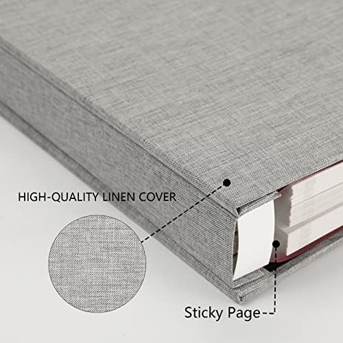 Photo Album Self Adhesive Pages Scrapbook 60 Pages, 13.2x12.8 Grey - Image 3