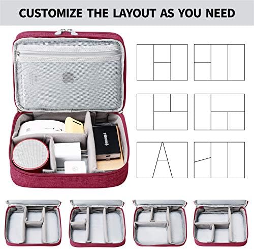Lanola Travel Cable Organizer Bag, Electronic Accessories Case Portable Double Layer Cable Storage Bag for Cord, Charger, Flash Drive, Phone, SD Card,Personal Items - (Red) - Image 4