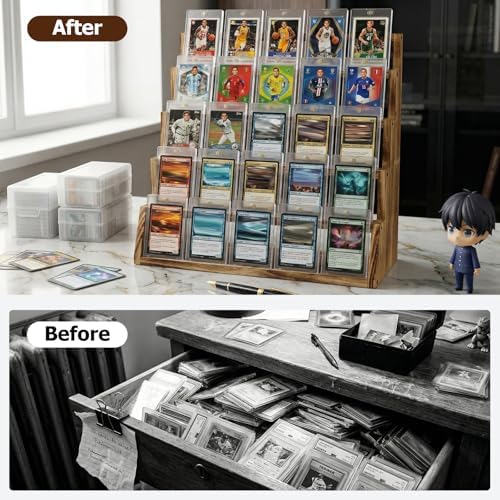5 Tier Wooden Card Display Stand Holds 20-25 PSA BGS SGC Graded Sports Card - Image 5