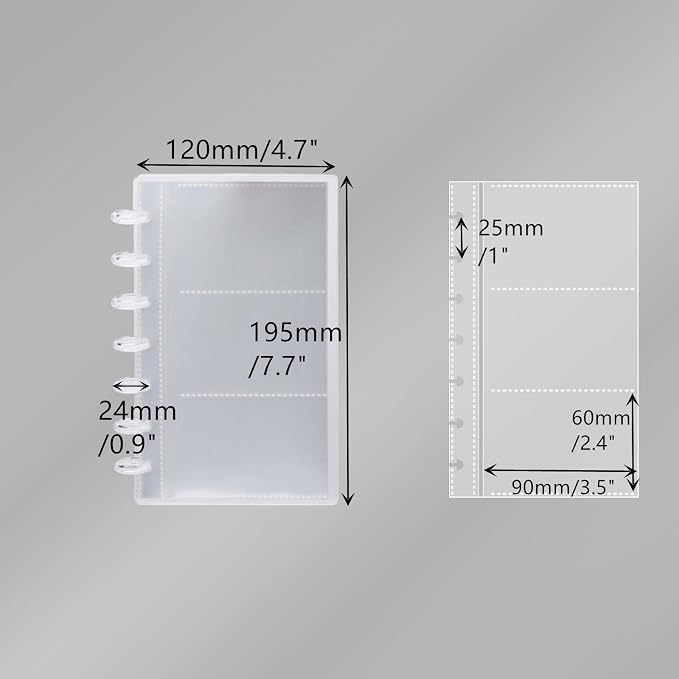 Clear Discbound Pocket Sleeves 7 Disc Sheet Protectors 20 Inner Pages PP 3.5x2.4 Pockets PET Cover Photo Card Protector Binder Album (3 Pocket - 7 Disc) - Image 3