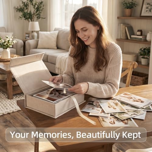 Photo Storage Box 8x10, Memory Box - Beige - Image 4