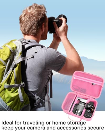 RAIACE Hard Case Compatible with Sony Alpha 7 II III IV/7R V Camera, for Nikon, for Canon, for Pentax and More. Large Capacity With Mesh Pocket for Lens, Charger, Cables, Cards and Accessories.-Pink - Image 7