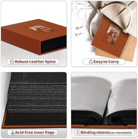 Popotop 4x6 Photo Album Holds 100 Pictures, Vegan Leather Hardcover - Image 4