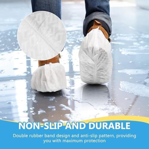 squish Shoe Covers Disposable Non Slip, 100 Pack(50 pairs) White Thick Extra Disposable Boot Covers Slip Proof Shoe Cover for Indoors Outdoors Durable Protector Covers Fits Virtually Most Shoes - Image 6