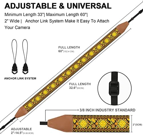 Camera Strap, Jacquard Weave 2" Shoulder Neck Straps for All DSLR Cameras Men Women Photographers - Image 3