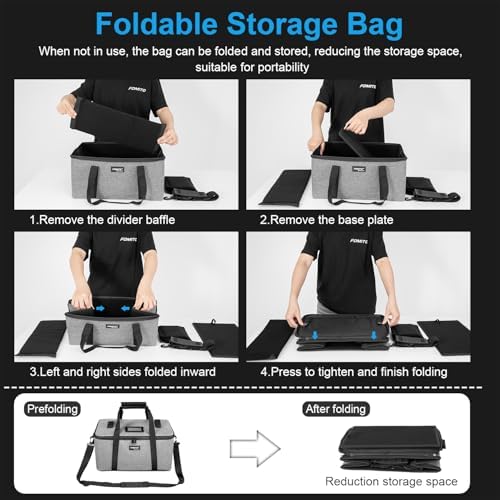FOMITO AB-27 Foldable Camera Bag 16.73in x 11in x 8.66in Shockproof Case for DSLR, Gimbal, Drone Heavy-Duty Handle DIY liner - Image 6