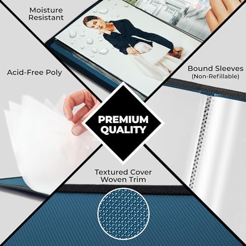 Dunwell 5x7 Photo Album & Art Portfolio Binder, 24 Sleeves, Blue 2-Pack - Image 6