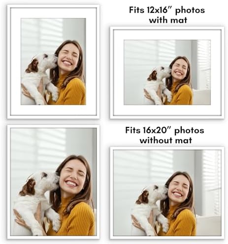 Americanflat 16x20 Poster Frame - Matted to 12x16 - Slim Molding - White - Image 4