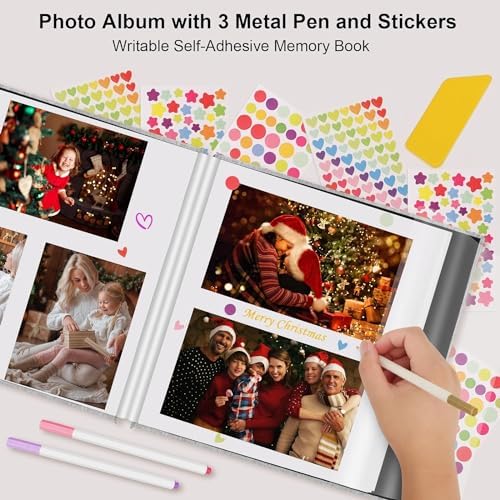 Zesthouse Photo Album Self Adhesive Pages, 60 Pages Magnetic Scrapbook Albums with Sticky Page, Photos Album Holds 8x10 & 5X7 & 4x6 & 6x8 & 3x5, Large Picture Book Ideal Gift for Family Wedding Baby - Image 4