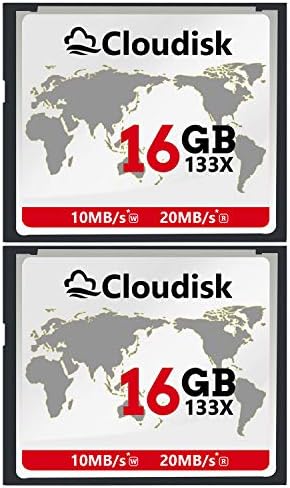 Pack of 2 Compact Flash Card 16GB 133X CF 2.0 Card Performance for DSLR Camera,Vintage Digital Camera and Industry Equipment (16GB) by Cloudisk