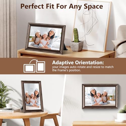 Digital Picture Frame WiFi Send Photos from Your Phone 16GB Storage 10.1inch 1280x800 IPS Touch Screen Digital Photo Frame Auto-Rotate Wall Mountable Wood Dark Color - Image 3