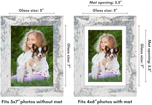 Americanflat 5x7 Picture Frame - Matted to 4x6 - Distressed White - Image 2