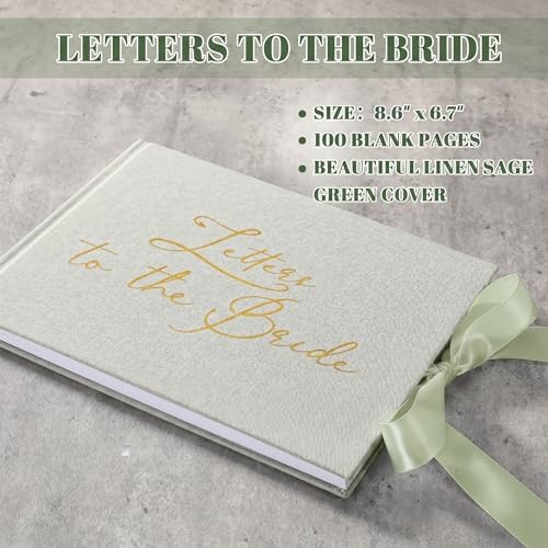 Wedding Guest Book Letters to Bride 8.5x7 Inch,Sage Green,Simple - Image 2