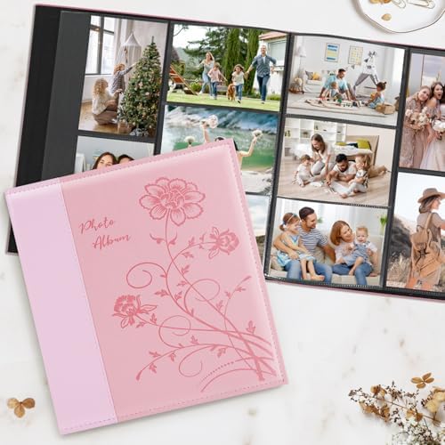 Artmag Photo Album 4x6 600 Photos, Extra Large Capacity Leather Cover Wedding Family Photo Albums Holds 600 Horizontal and Vertical 4x6 Photos with Black Pages(Pink) - Image 4