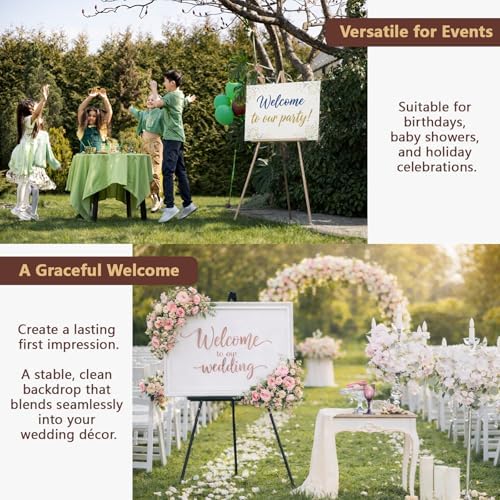 VISWIN 63" White Easel Stand for Wedding Signs, Adjustable Wooden Display Easel with Holder, Tripod Floor Easel for Welcome Board, Poster, Picture, Photos, Paintings - Image 6