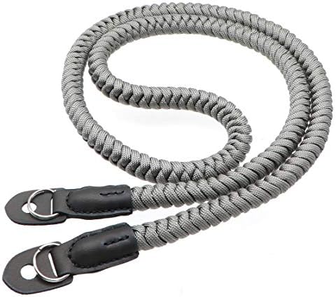 Paracord Woven Camera Neck Shoulder Strap Belt Hand Compatible with Canon Nikon Sony Olympus Pentax Fujifilm Panasonic SLR DSLR Digital Mirrorless Cameras 36inch Grey - Image 3