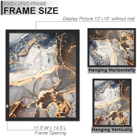 Fxojyvo 12x15 Picture Frame Black Engineered Wood Wall Hanging - Image 4