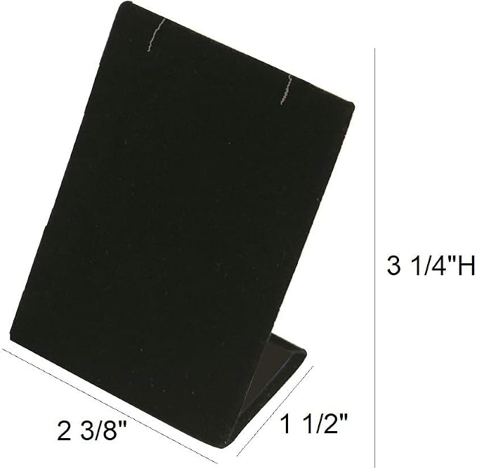 888 Display USA, Inc 3 Pieces Black Velvet Leaning Earring Stands/Jewelry Displays 3.5 Inches Tall (Black Velour, 3) - Image 2