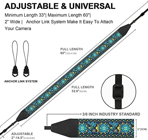 Camera Strap, Jacquard Weave 2" Shoulder Neck Straps for All DSLR Cameras Men Women Photographers - Image 3