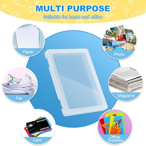 2 Pack A4 File Box Paper Organizers Holder, Transparent Document Paper Project Case, Plastic Paper Storage Container Box File Protector for Magazine, Scrapbook, Office School Supplies - Image 7