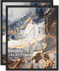 Fxojyvo 24x30 Picture Frame Set of 2 Black Engineered Wood Wall Hanging by Fxojyvo