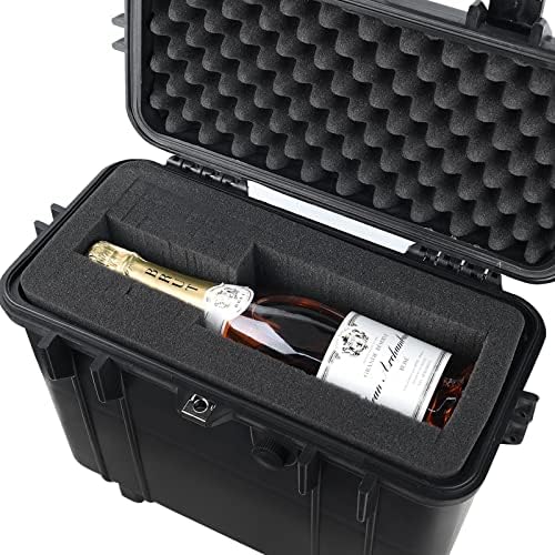 MEIJIA Rolling Waterproof Hard Protective Case, Hard Camera Case with Retractable Pull Handle and Wheels,Customizable Fit Foam Inserted, Black,19.88X12.01 X18.11 inches - Image 2
