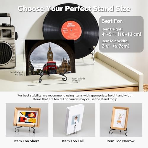 Artliving Plate Stands for Display, 4 Inch Black Iron Easel Plate Display Photo Holder Stand, Displays Picture Frames, Decorative Plates, Tablets and Art (2 pack) - Image 5