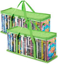 Stock Your Home DVD Storage Bags (Set of 2) Media Organizer Bag for DVDs, CDs, Blu Ray Disc, Movie Cases, VHS Box, Video Game Disks, Clear Plastic Holders with Carrying Handles and Zipper - Green by StockYourHome