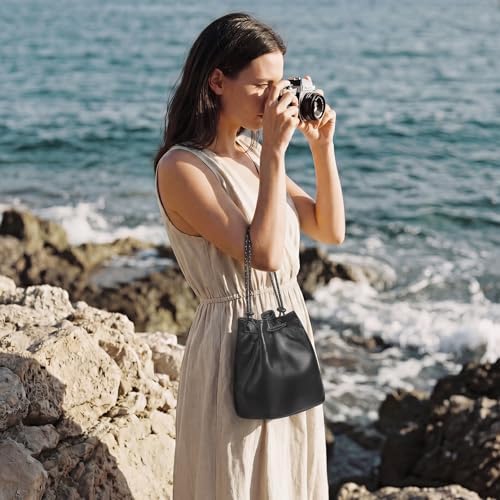 S-ZONESoft Leather Camera Insert Bag Drawstring Camera Pouch DSLR Lens Case - Image 7