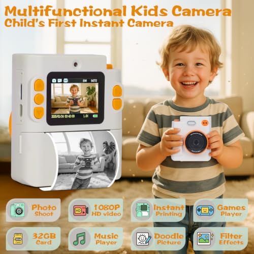 Cudinham Kids Camera Instant Print, Gifts for Age 3-12 Kids, 5 Rolls Paper - Image 2