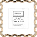 Gold 6x6'' Wave Design Photo Frame with Acid Free Double Mat for 5x5'' & 4x4'',High-End Zinc Alloy Picture Frames with Velvet Backing,Fashionable Style Gold Frames 5x5'' For Tabletop or Wall Display by GorYeeFine