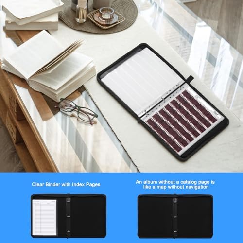 eTone Film Negative Storage Album, Black PU Leather, 50 35mm Acid-Free Sleeves, Triple Ring Binder Box, 13.18x7.08x1.96 Inch (Blue) - Image 7