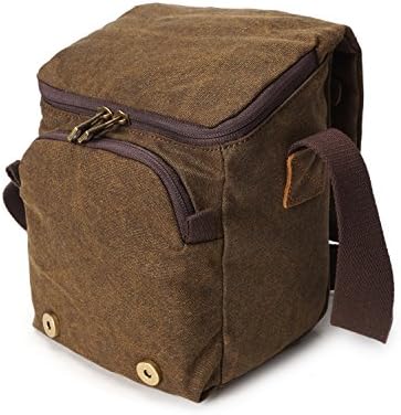 Small Camera Bag/Case, Vintage Canvase Leather Trim DSLR SLR Camera Shoulder Messenger Sling Bag - Image 4