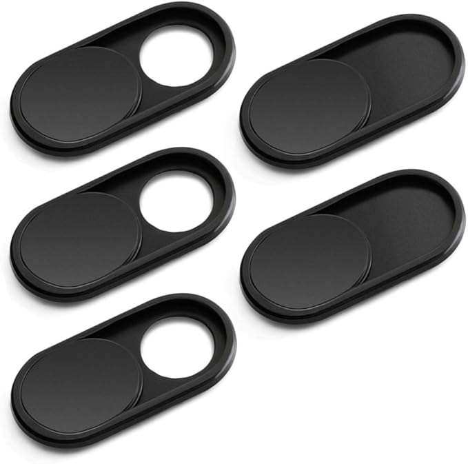 CloudValley Webcam Cover Slide, [5 Pack] 0.6mm-Thin Metal Web Camera Cover Sticker for MacBook Pro, MacBook Air, Laptop, iMac, PC, Surfcase, iPhone 8/7/6 Plus, Privacy Cover, Black-5 pcs | for MacBook Pro, MacBook Air, Laptop, iMac, PC, Surfcase, iPhon... by CloudValley