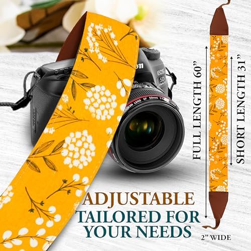 Art Tribute Camera Strap Personalized With Name - Shoulder, Crossbody & Neck Camera Strap for Photographers, Fits All Cameras, Canon Nikon Sony Fujifilm, Padded Strap W/Quick Release & Leather Ends - Image 6