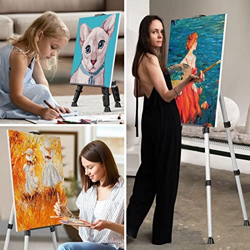Art Painting Display Easel Stand - Silver Adjustable Floor Artist Easel - Image 7