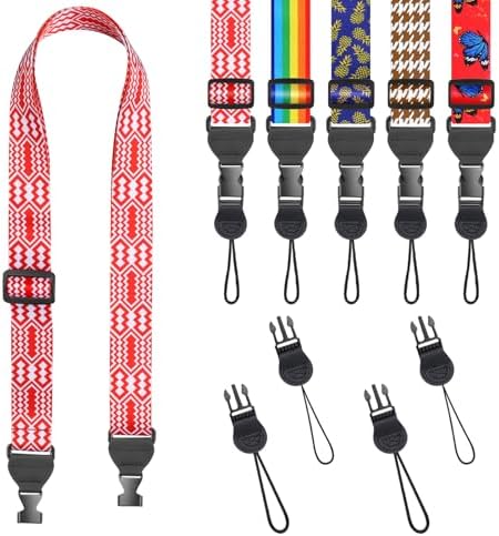 FIEIL Red and White Geometric Shoulder Strap, Adjustable Camera Strap with 2 Sets of Quick-Release Buckles, Comfortable Neck Strap for iPad, Tablet, Camera, Laptop, Binocular, Luggage Bag by FIEIL